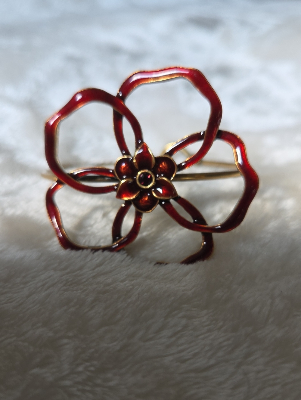 Vintage Pilgrim Danish Design Enamel Flower Bangle Bracelet.